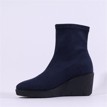 Miss Elastic Wedge Sock Boot - Navy